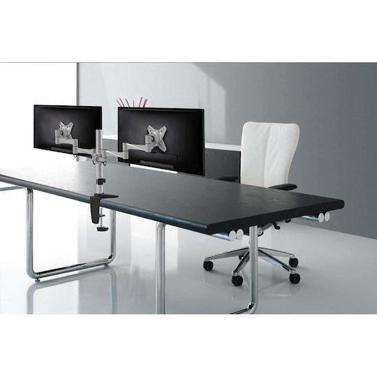 Newstar FPMA-D1330DSILVER Βάση Γραφείου για 2 Οθόνες έως 27" με Βραχίονα Ασημί
