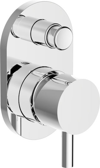 Ottone Meloda Proteus Built-in Faucet Mixer for Shower 2 Exits Silver