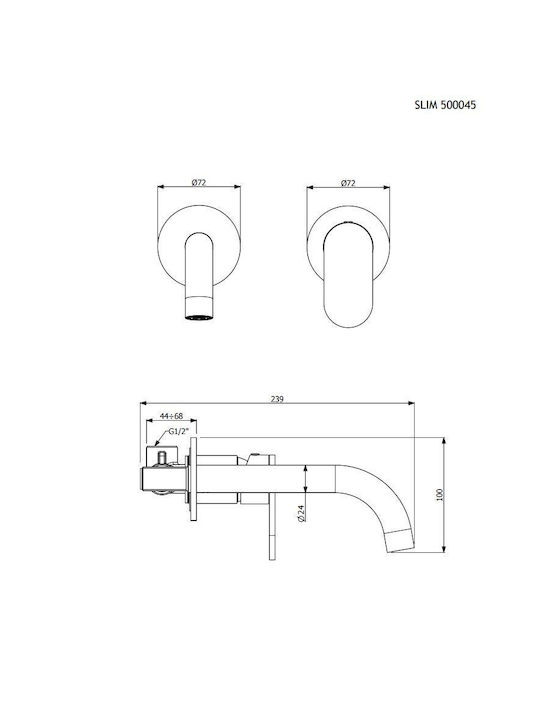 Armando Vicario Built-in Mixer & Spout Set for for Bathroom Sink Gold
