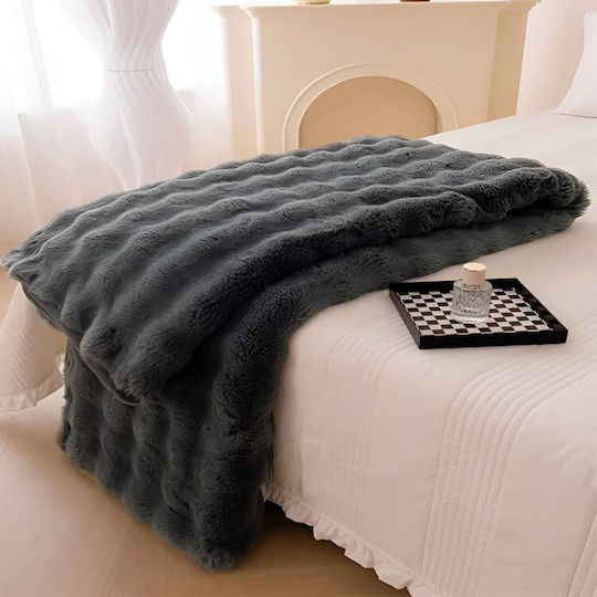 Furry Comforter Double 220x240cm Charcoal