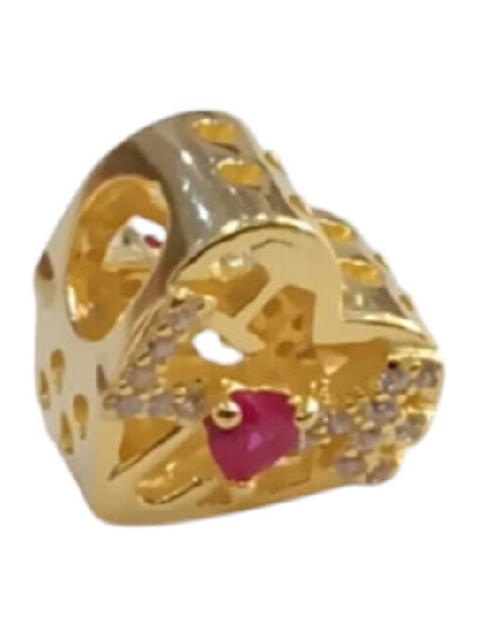 Kalliopi Silver Charm Inimă Din Argint Plăcut Cu Aur Roșu