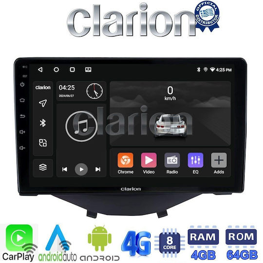 Clarion Car Audio System for Peugeot 107 Toyota Aygo Citroen C1 2014> (Bluetooth/USB/WiFi/GPS/Apple-Carplay/Android-Auto) with Touch Screen 9"