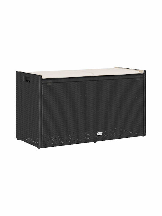 vidaXL Cutie de depozitare pentru exterior Rattan Negru L100xW45xH57buc