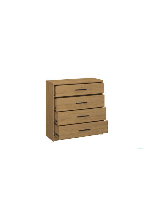 Pavi Wooden Chest of Drawers Oak 84.3x33.8x87.2cm