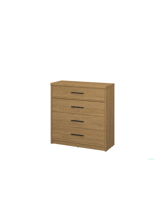 Pavi Wooden Chest of Drawers Oak 84.3x33.8x87.2cm