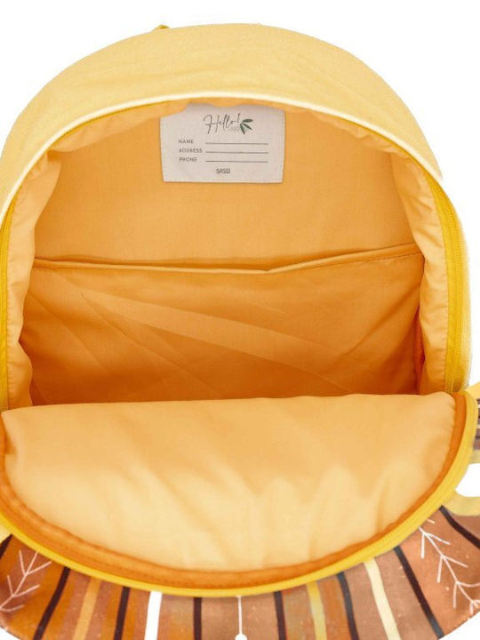 Sassi Junior Lion Σχολική Τσάντα Πλάτης Νηπιαγωγείου Κίτρινη με Θήκη για Παγούρι