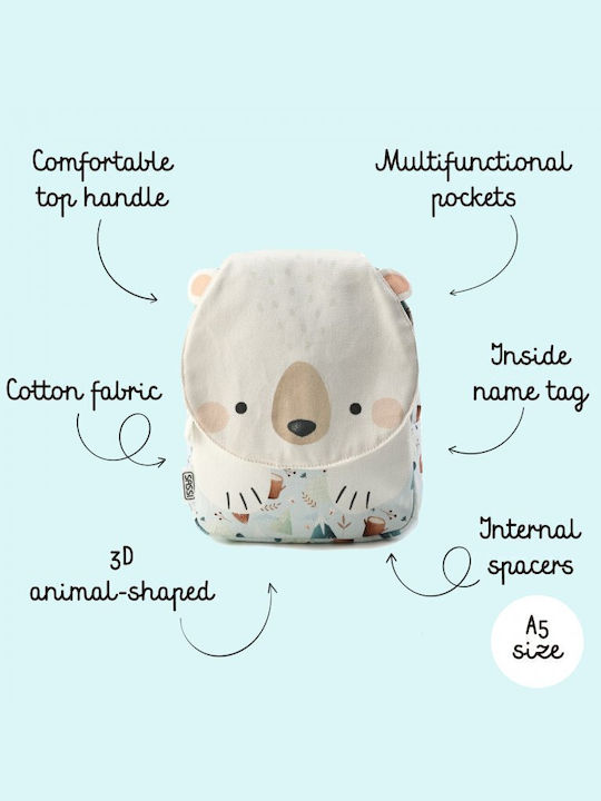 Sassi Junior Bear Bear Σχολική Τσάντα Πλάτης Νηπιαγωγείου Πολύχρωμη με Θήκη για Παγούρι
