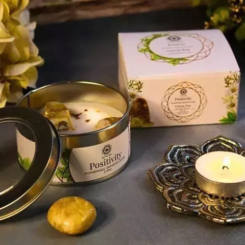 Κερί Πολύτιμους Λίθους Gemstone Candle Positivity Green Tea