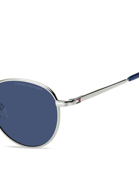 Tommy Hilfiger Men's Sunglasses with Silver Metal Frame and Blue Lens TH2217/S 010/KU