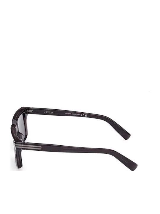 Zegna Men's Sunglasses with Gray Plastic Frame and Black Lens EZ0249 20D