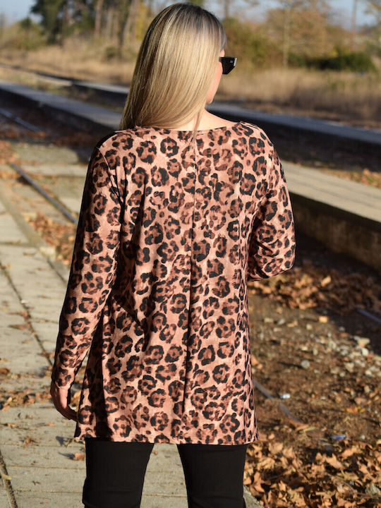 Plus Size Γυναικεία Μπλούζα Animal Print Λεοπάρ