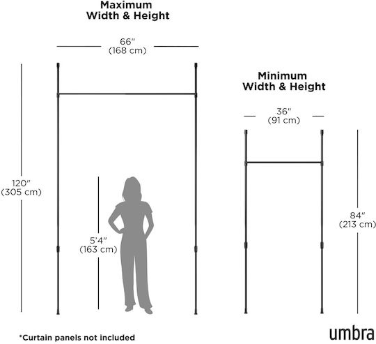 Umbra Сгъваемо Металик Корниз Anywhere Φ2.5мм 91-167cm Бял