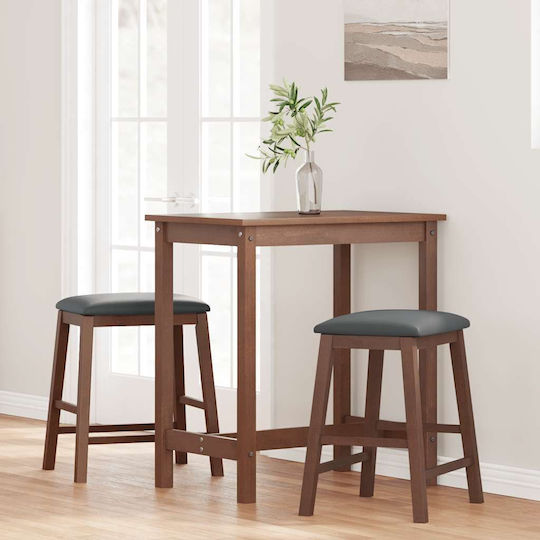 Stool Bar with Backrest Wooden Coffee 2pcs 52x41x63cm