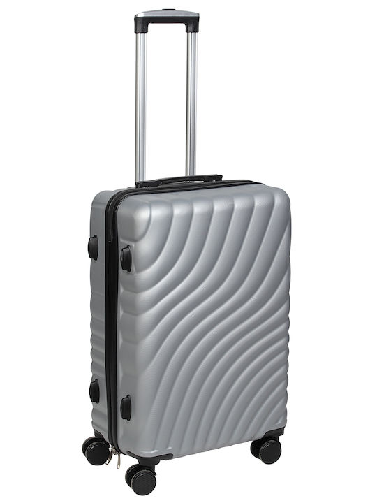 Keskor Medium Hard Silver Suitcase With 4 Wheels Height 64cm