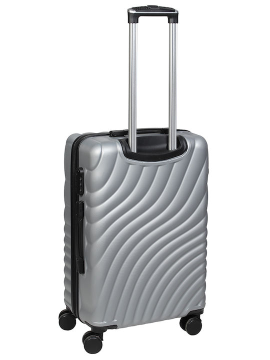 Keskor Medium Hard Silver Suitcase With 4 Wheels Height 64cm