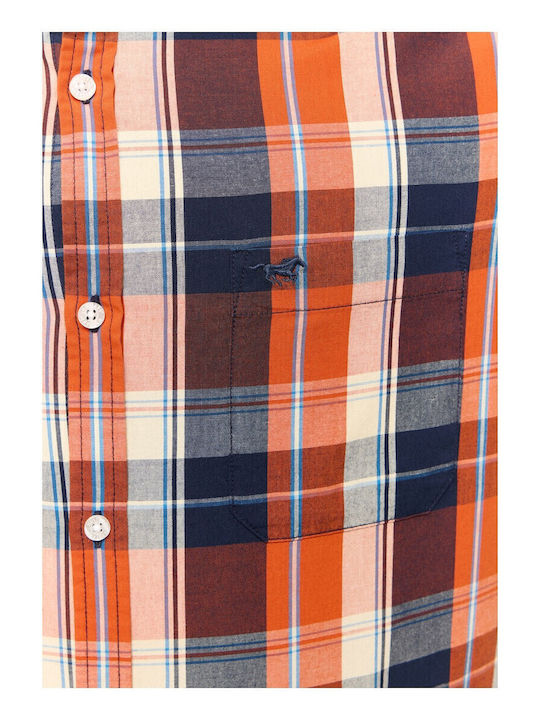 Long Sleeve Shirt in Regular Fit Orange Checked