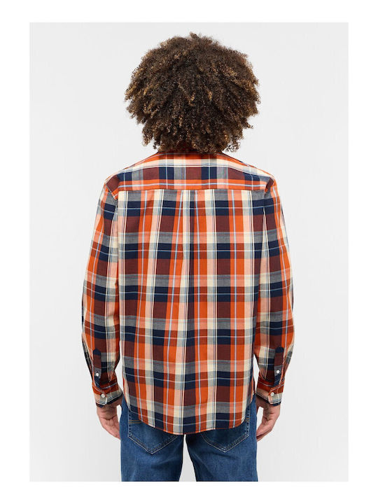 Long Sleeve Shirt in Regular Fit Orange Checked