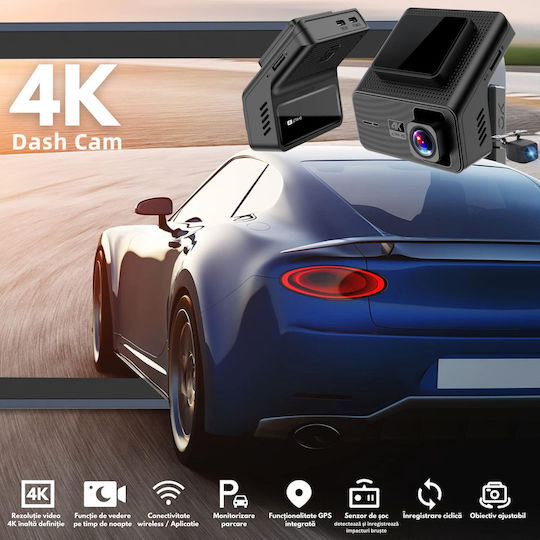 Set Camera DVR Auto 4K cu Ecran 1.47" pentru Parbriz & Camera de Marsarier