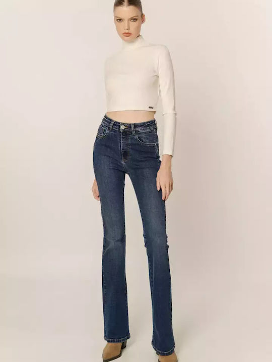 Damenjeans Schlaghose Medium Stone Blue