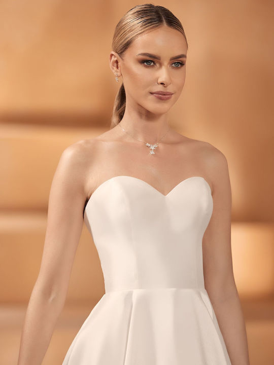 Maxi Νυφικό Φόρεμα Strapless Ιβουάρ
