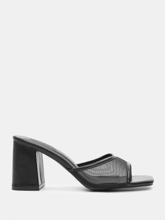 Luigi Heel Mules Black