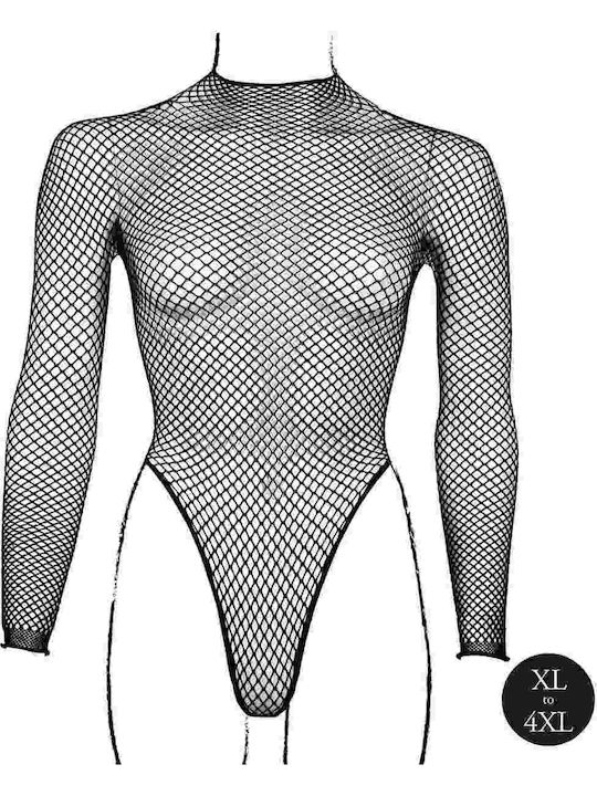 Netz-Bodysuit Langarm Rückenfrei XL/4XL