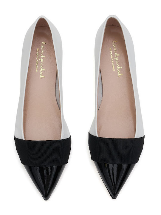 Leder Damen Ballerinas Spitz zulaufend Weiße