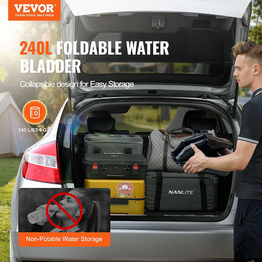 Vevor Plastică Depozit Apă / Petrol Cilindric Vertical 200lt Neagră