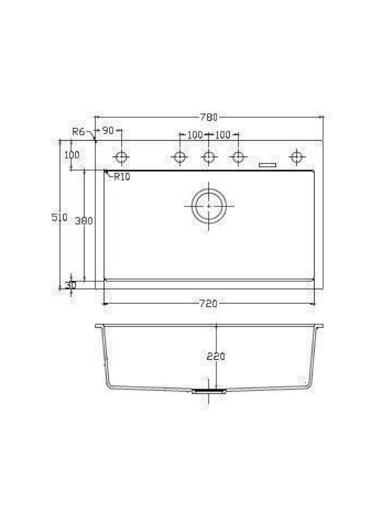 Macart Drop-In Chiuvetă din Granit Sintetic L72xW51cm
