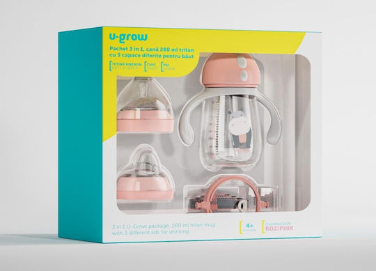 U-Grow Παιδικό Ποτηράκι από Πλαστικό Ροζ 260ml