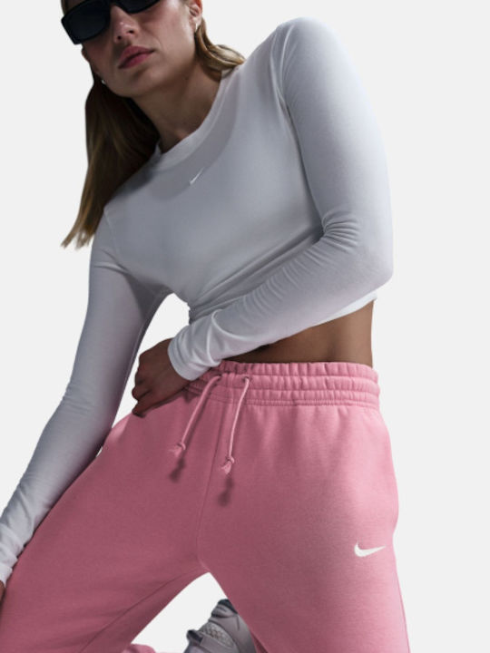 Sportswear Παντελόνι Φόρμας με Λάστιχο Fleece Ροζ