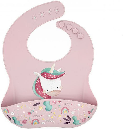 Sassi Junior Σαλιάρα Σιλικόνης με Τσέπη Ροζ για 6 m+