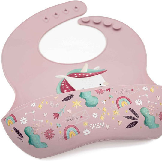 Sassi Junior Σαλιάρα Σιλικόνης με Τσέπη Ροζ για 6 m+