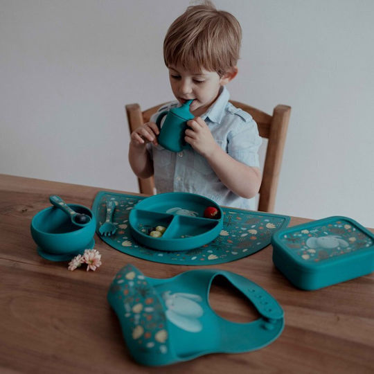 Sassi Junior Lätzchen Silikon mit Tasche Gray für 6 m+