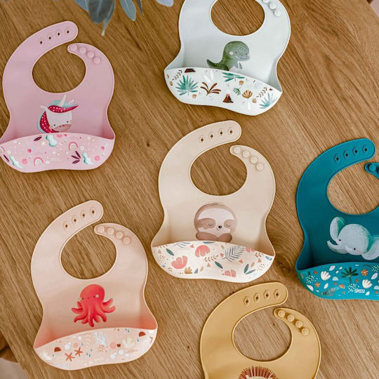 Sassi Junior Σαλιάρα Σιλικόνης με Τσέπη Ροζ για 6 m+