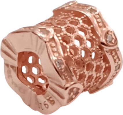Kalliopisilver Silver 925 Symbol Charm Round Rose Gold Pierced Hearts Zircon D108-rgold