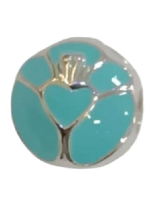 Kalliopisilver Silver 925 Symbol Charm Round Silver Light Blue Enamel D030-1-lightblue