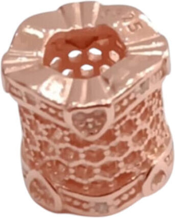 Kalliopisilver Silver 925 Symbol Charm Round Rose Gold Pierced Hearts Zircon D108-rgold