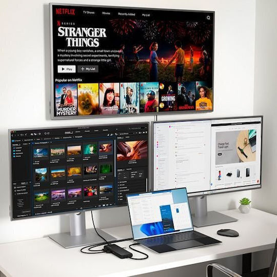 Satechi 13-in-1 USB-C USB-C Docking Station με HDMI/DisplayPort 4K PD Ethernet και σύνδεση 3 Οθονών Μαύρο