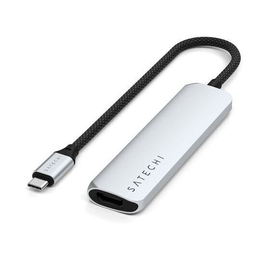 Satechi USB-C Docking Station με HDMI 4K PD Ασημί (ST-P4SS)
