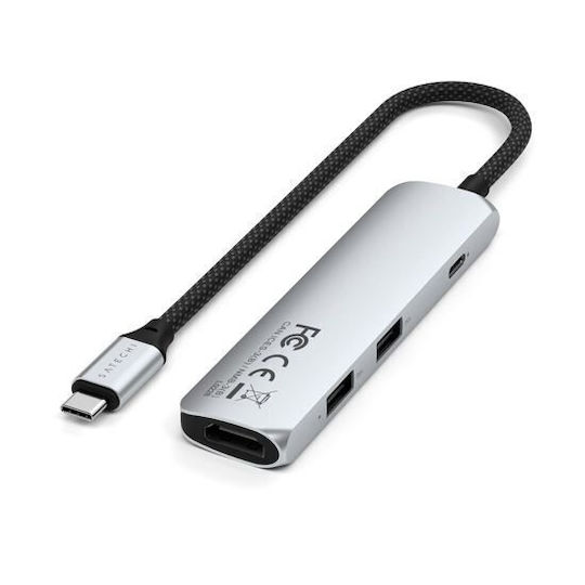 Satechi USB-C Docking Station με HDMI 4K PD Ασημί (ST-P4SS)