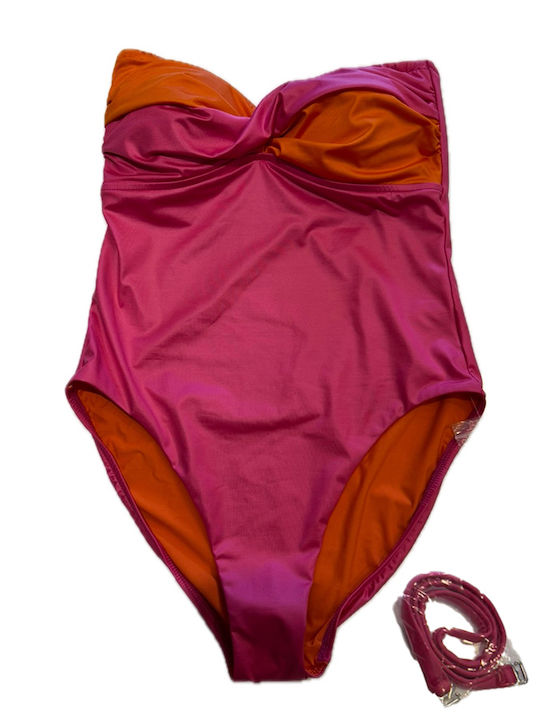 Strapless Ολόσωμο Μαγιό Ροζ