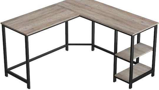 Corner Computer Office Wooden Gray with Metal Legs 138x138x75cm