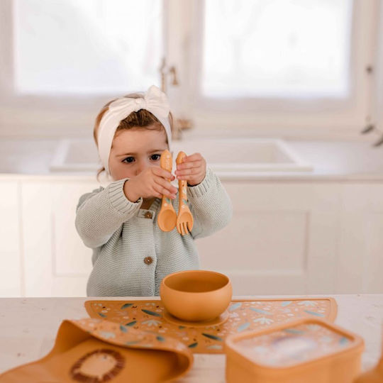 Sassi Junior Βρεφικό Σετ με Πιρούνι από Σιλικόνη Πορτοκαλί 2τμχ