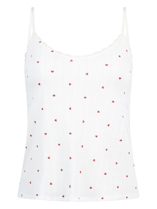 Cami Heart White Γυναικείο Φανελάκι