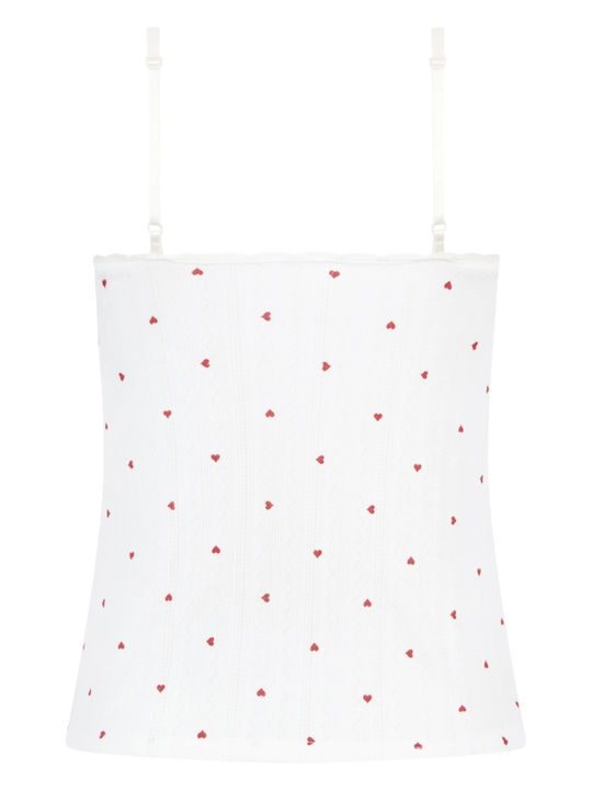 Cami Heart White Γυναικείο Φανελάκι
