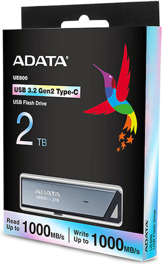 Adata Elite Ue800 2.0TB USB 3.2 Stick με σύνδεση USB-C Ασημί