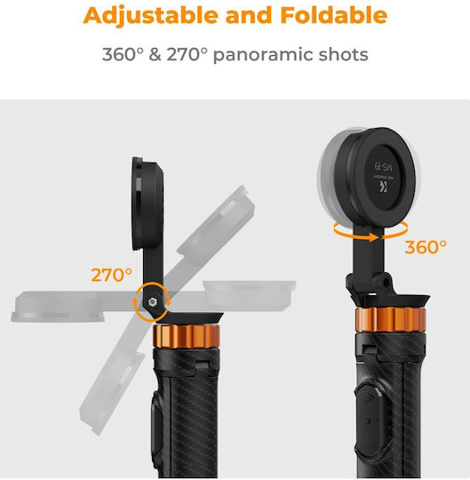 K&F Concept Ms19 Селфи Стик Трипод За Мобилни Устройства Bluetooth Черен