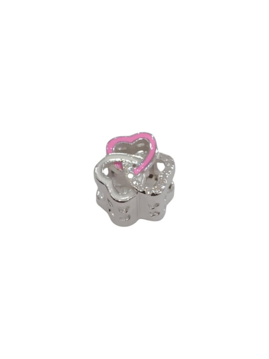 Kalliopi Silver Charm with design Heart from Silver with Zircon