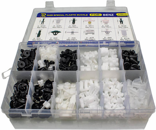 Set of 270 Plastic Fastener Clips Mercedes W140/w12568 Rchang